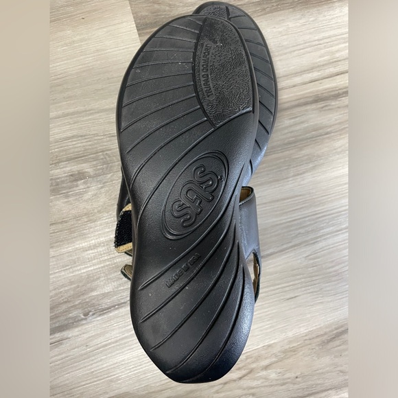 SAS Lisette Ankle Heel Strap Leather Comfort Sandals Black Size 8 - Picture 7 of 8